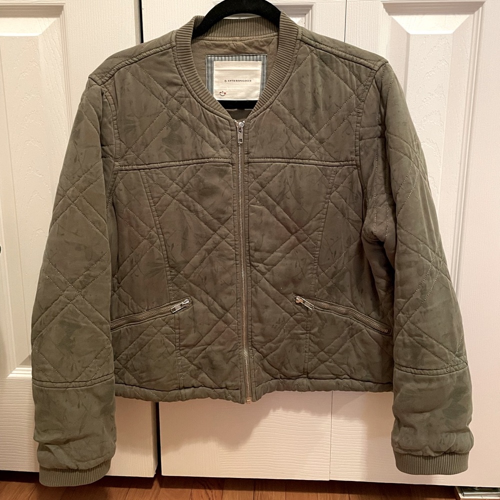 Anthropologie Quilted Green Jacket